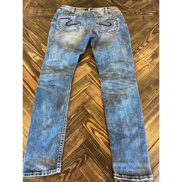 Silver jeans Boyfriend Women 30x29 Grunge Western Distressed Y2K Thick Stitch - Picture 4 of 16